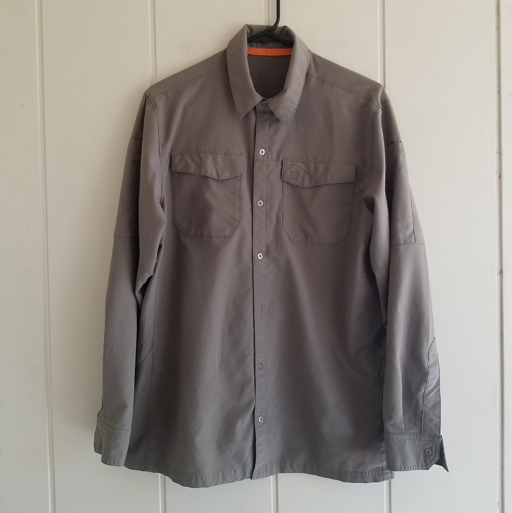 5.11 Tactical Mens Medium Long Sleeve Snap Button Down Shirt Green Pockets